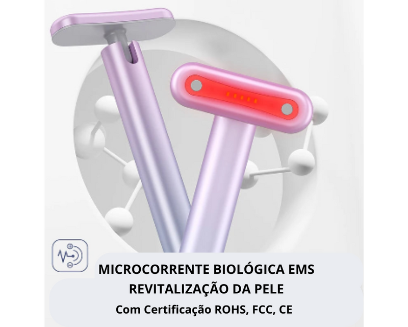 Super Varinha Facial 4 em 1 : Microcorrente, luz vermelha, massagem facial e calor terapêutico. Rejuvenesce, firma e suaviza a pele, promovendo uma aparência radiante e saudável com um único dispositivo.